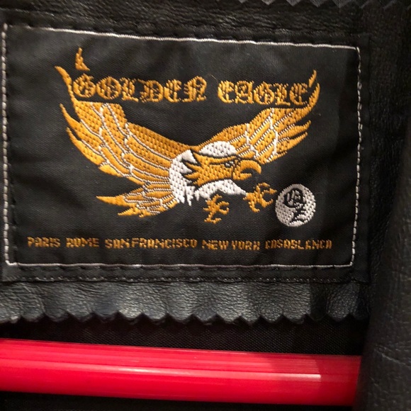 Golden eagle black leather open jacket - Picture 2 of 7